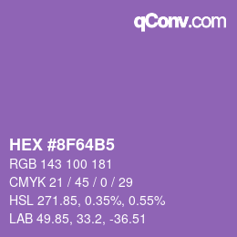 Color code: HEX #8F64B5 | qconv.com