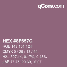 カラーコード: HEX #8F657C | qconv.com