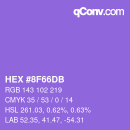 カラーコード: HEX #8F66DB | qconv.com