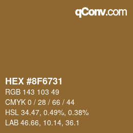 Color code: HEX #8F6731 | qconv.com