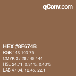 Color code: HEX #8F674B | qconv.com