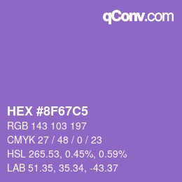 カラーコード: HEX #8F67C5 | qconv.com
