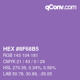 颜色代码: HEX #8F68B5 | qconv.com