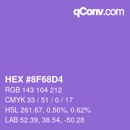 颜色代码: HEX #8F68D4 | qconv.com
