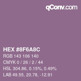 Color code: HEX #8F6A8C | qconv.com