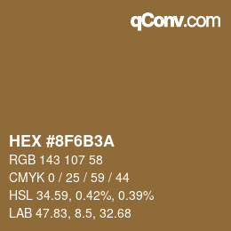 Color code: HEX #8F6B3A | qconv.com
