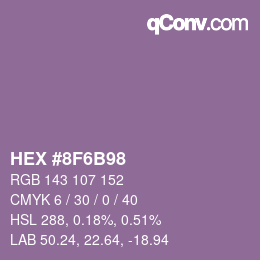 Color code: HEX #8F6B98 | qconv.com