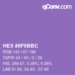 Color code: HEX #8F6BBC | qconv.com