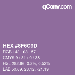 カラーコード: HEX #8F6C9D | qconv.com