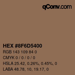 Color code: HEX #8F6D5400 | qconv.com