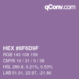 Color code: HEX #8F6D9F | qconv.com