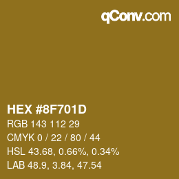 カラーコード: HEX #8F701D | qconv.com