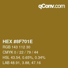 Color code: HEX #8F701E | qconv.com