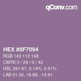 颜色代码: HEX #8F7094 | qconv.com
