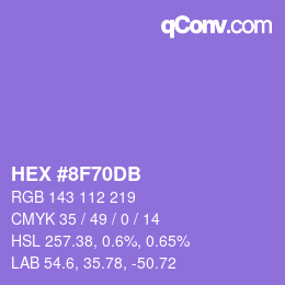 カラーコード: HEX #8F70DB | qconv.com