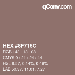 Color code: HEX #8F716C | qconv.com