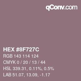 カラーコード: HEX #8F727C | qconv.com