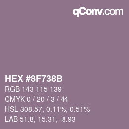 Color code: HEX #8F738B | qconv.com