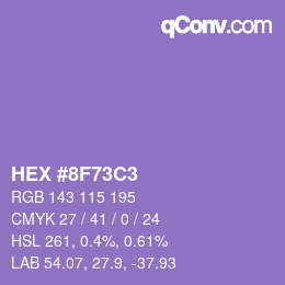 Color code: HEX #8F73C3 | qconv.com