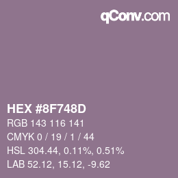 Color code: HEX #8F748D | qconv.com