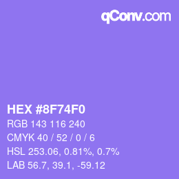 カラーコード: HEX #8F74F0 | qconv.com