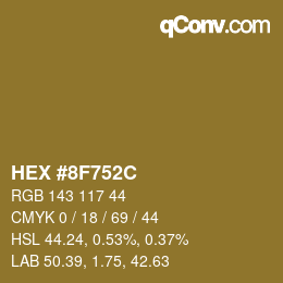 Color code: HEX #8F752C | qconv.com