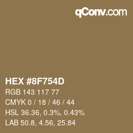 颜色代码: HEX #8F754D | qconv.com