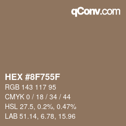 Color code: HEX #8F755F | qconv.com