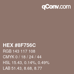 Color code: HEX #8F756C | qconv.com