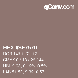 Código de color: HEX #8F7570 | qconv.com