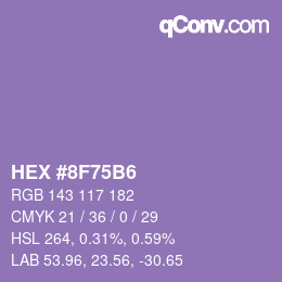 カラーコード: HEX #8F75B6 | qconv.com