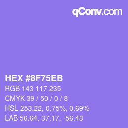 颜色代码: HEX #8F75EB | qconv.com