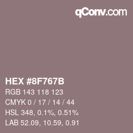 Color code: HEX #8F767B | qconv.com
