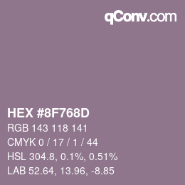 Color code: HEX #8F768D | qconv.com