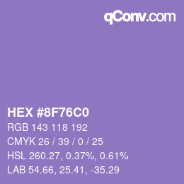 Color code: HEX #8F76C0 | qconv.com