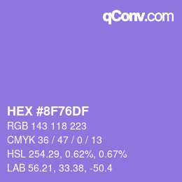颜色代码: HEX #8F76DF | qconv.com