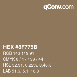 Color code: HEX #8F775B | qconv.com