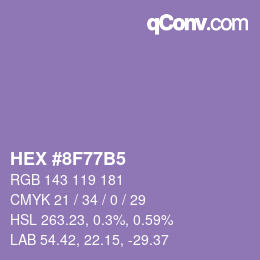 カラーコード: HEX #8F77B5 | qconv.com