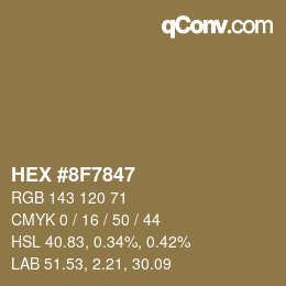 Color code: HEX #8F7847 | qconv.com