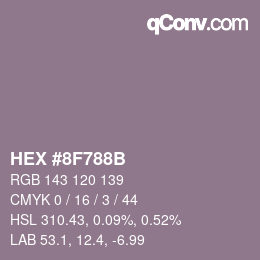 Color code: HEX #8F788B | qconv.com