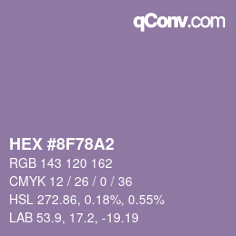 颜色代码: HEX #8F78A2 | qconv.com