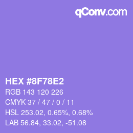 カラーコード: HEX #8F78E2 | qconv.com