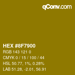 颜色代码: HEX #8F7900 | qconv.com