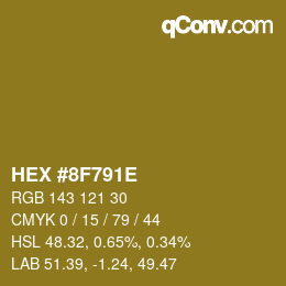 Color code: HEX #8F791E | qconv.com