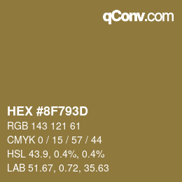 Farbcode: HEX #8F793D | qconv.com