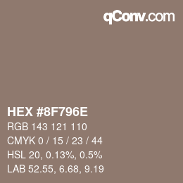 Color code: HEX #8F796E | qconv.com