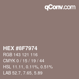 Color code: HEX #8F7974 | qconv.com
