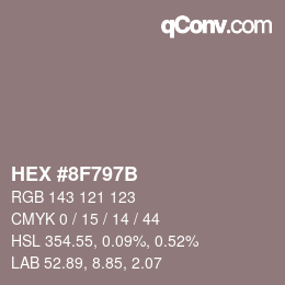 Color code: HEX #8F797B | qconv.com
