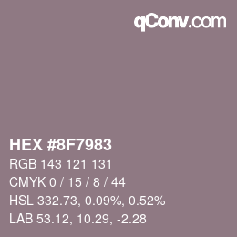 颜色代码: HEX #8F7983 | qconv.com