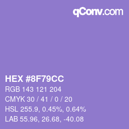 Color code: HEX #8F79CC | qconv.com